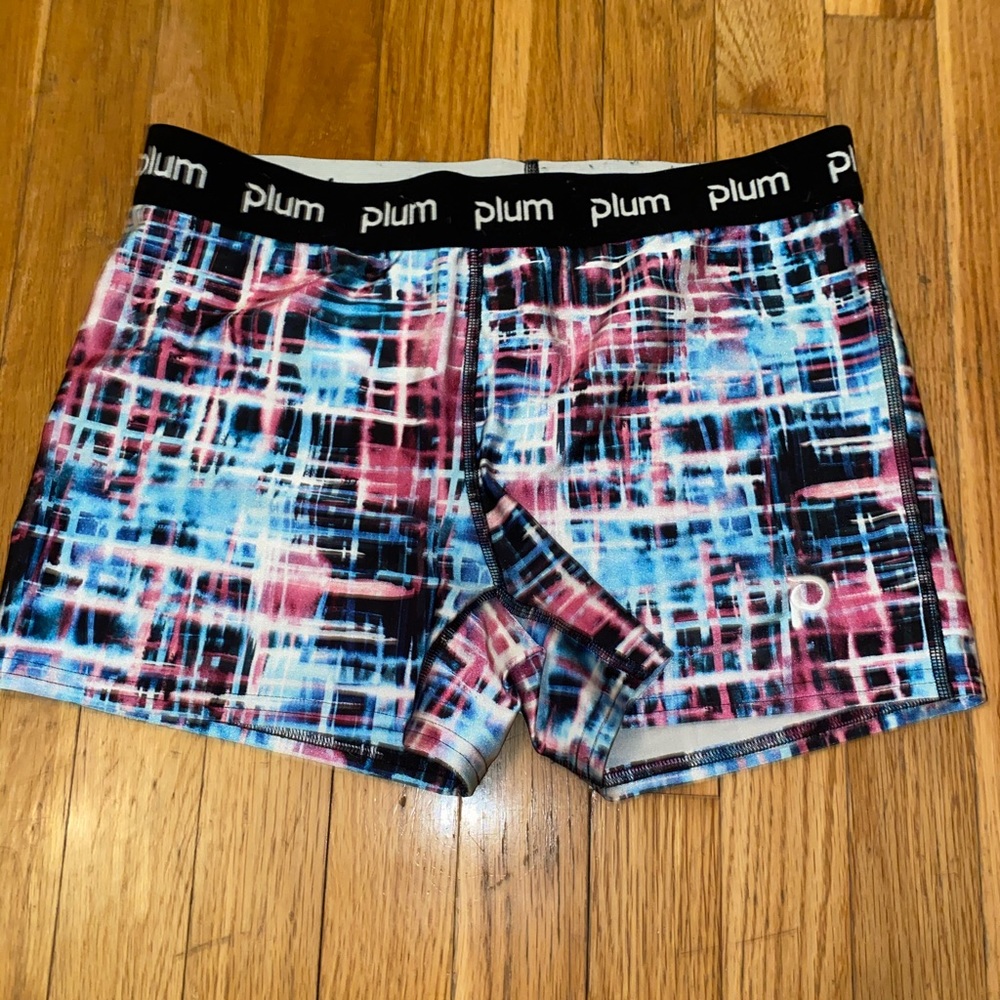 L Plum blue/pink/white/black athletic shorts